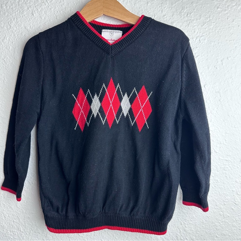 Hanna Andersson Black and Red Argyle Sweater
